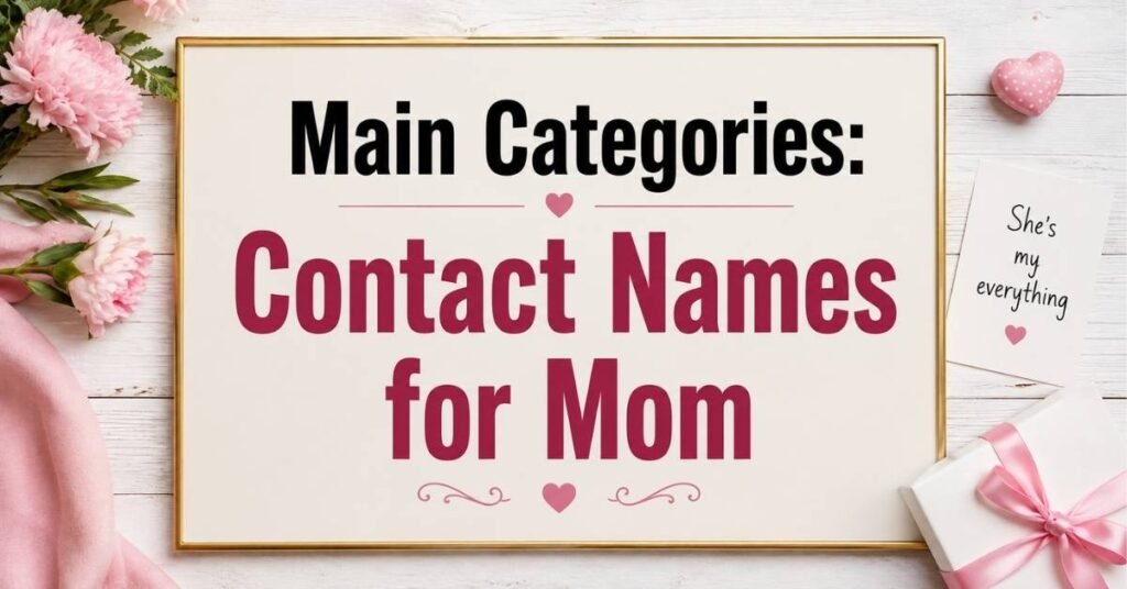 Main Categories Contact Names for Mom
